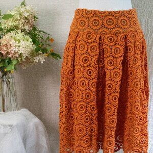 Anthropologie Moulinette Soeurs Tuberose Lace Skirt Orange Size 2 NWT